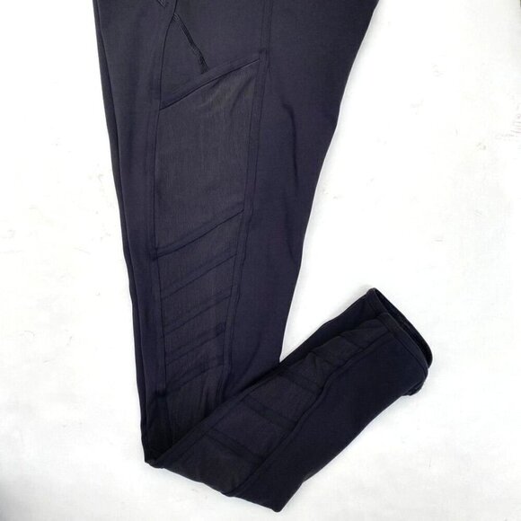 Lululemon Black Side Ladder Mesh Leggings Side Pockets Size 6 Yoga Preowned - Picture 4 of 5